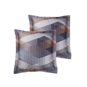 Lot de 2 Taies d'oreiller satin de coton imprimé Helix Brow…
