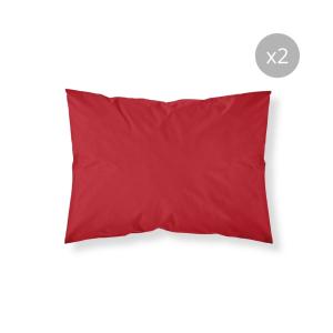 Lot de 2 taies d'oreillers 100 % coton bordeaux 50x80 cm