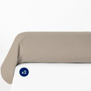 Lot de 2 taies de traversin 100% coton Beige sable 85x185 cm