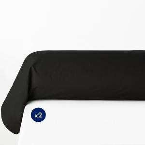 Lot de 2 taies de traversin 100% coton Noir 85x185 cm