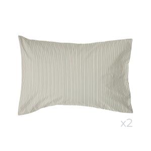 Lot de 2 taies en coton rayures vertes 50 x 70 cm