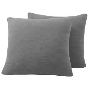 Lot de 2 taies en gaze de coton  carbone 65x65 cm
