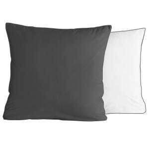 Lot de 2 taies en percale de coton  blanc/anthracite 65x65…
