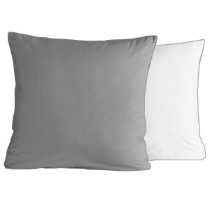 Lot de 2 taies en percale de coton  blanc/gris perle 65x65…