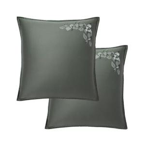 Lot de 2 taies  satin de coton vert 65x65 cm
