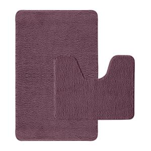 Lot de 2 tapis de bain polyester 50x80cm   contour violet