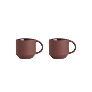 Lot de 2 tasses à espresso marron en terre cuite h5,5x8,2x6…