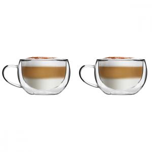 Lot de 2 tasses double paroi 300ml en verre transparent