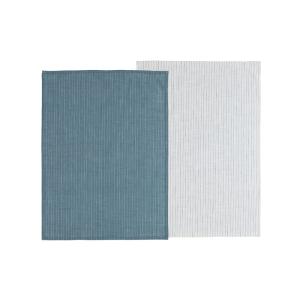 Lot de 2 torchons en coton bio bleu de chine et blanc 50x70…