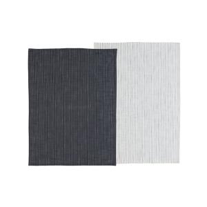 Lot de 2 torchons en coton bio gris cendre et blanc 50x70cm