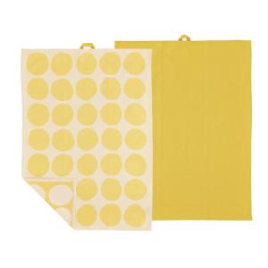Lot de 2 torchons en coton jaune 50x70cm