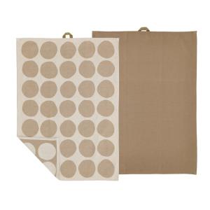 Lot de 2 torchons en coton taupe chaud 50x70cm