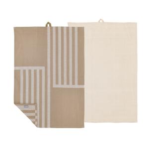 Lot de 2 torchons taupe chaud 50x70cm