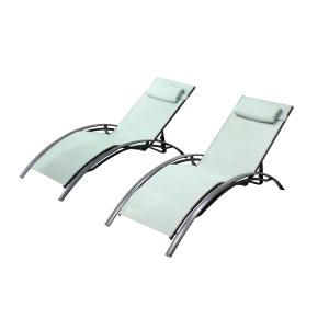 Lot de 2 transats en aluminium et toile PVC vert pastel