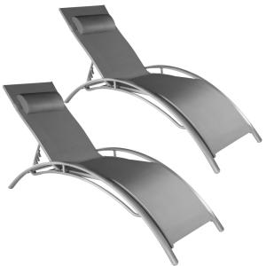 Lot de 2 transats en aluminium réglable coussin polyester g…
