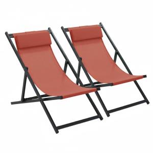 Lot de 2 transats en aluminium terracotta