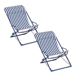 Lot de 2 transats jardin oscillants en  bleu