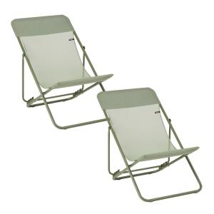 Lot de 2 transats jardin pliants multi-positions en acier v…
