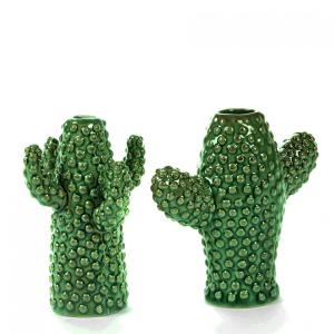Lot de 2 vases cactus mini porcelaine verte