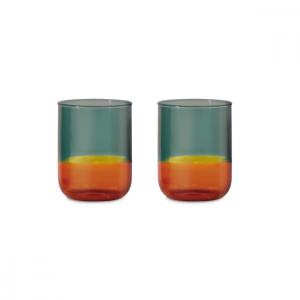 Lot de 2 verres bicolore en verre orange