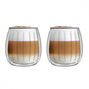 Lot de 2 verres double paroi striés 250ml en verre transpar…