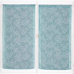 Lot de 2 voilages droit 60x160 bleu ciel en polyester