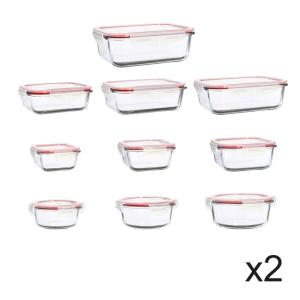 Lot de 20 boîtes hermétiques en verre