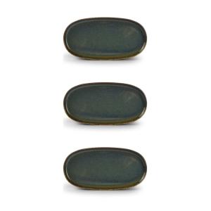 Lot de 3 assiette bleu en porcelaine 30x15xh2cm
