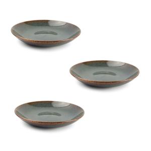 Lot de 3 assiette creuse vert en porcelaine 26xh4,5cm