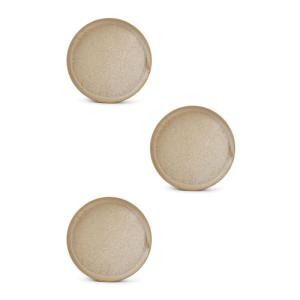 Lot de 3 assiettes beige en porcelaine 20cm
