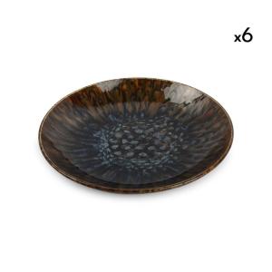 Lot de 3 assiettes creuse marron en porcelaine 26xh4,5cm