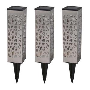 Lot de 3 Balises solaires à piquer Acier Gris h31cm