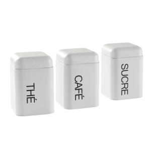 Lot de 3 boîtes de rangement métal  11x19cm Blanc