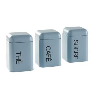 Lot de 3 boîtes de rangement métal  11x19cm Bleu