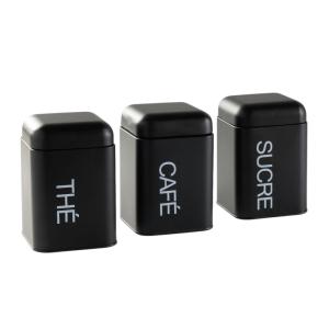 Lot de 3 boîtes de rangement métal  11x19cm Noir