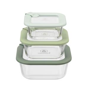 Lot de 3 boîtes en verre carrées avec couvercle 320/520/800…