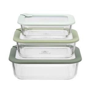 Lot de 3 boîtes en verre rectangulaires avec couvercle 640/…