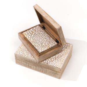 Lot de 3 boîtes rectangulaires motif devant bois  25 18 cm…