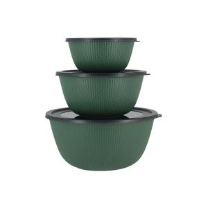 Lot de 3 bols de conservation en plastique vert