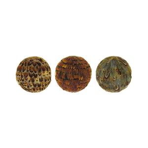 Lot de 3 boules décoratives en plumes de faisan Ø10cm