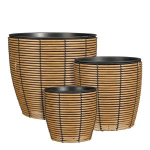 Lot de 3 cache-pots d'extérieur en plastique recyclé marron…