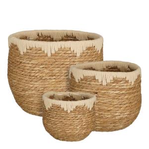 Lot de 3 cache-pots en jonc de mer beige H24