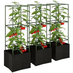 Lot de 3 cages à tomates avec sacs de culture de 51,2 L PE…