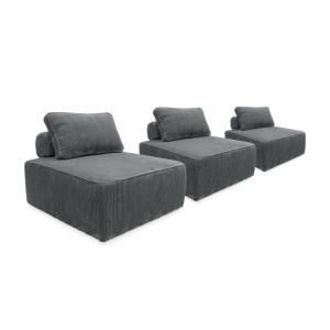 Lot de 3 chauffeuses canapé modulables velours côtelé gris…