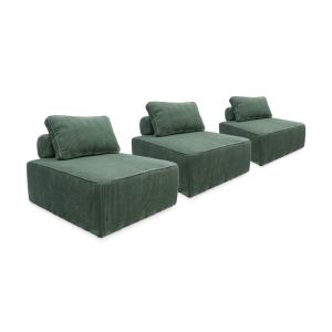 Lot de 3 chauffeuses canapé modulables velours côtelé vert…