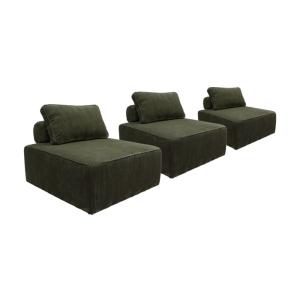 Lot de 3 chauffeuses canapé modulables velours côtelé vert…