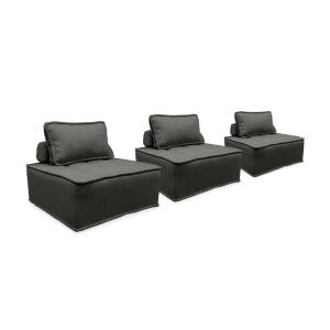 Lot de 3 chauffeuses pour canapé modulables tissu gris