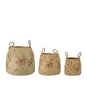 Lot de 3 corbeilles en jonc de mer beige