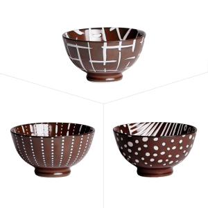 Lot de 3 coupelle    12 cm  marron en porcelaine