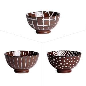 Lot de 3 coupelle    12 cm  marrons en porcelaine